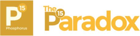 Ochre and yellow logo with the P15 element stylized to read The P15 Paradox.
